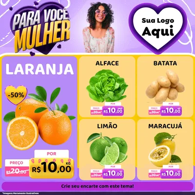 Modelo de Rede Social para Feed Facebook com o tema Para Você, Mulher para Hortifrúti