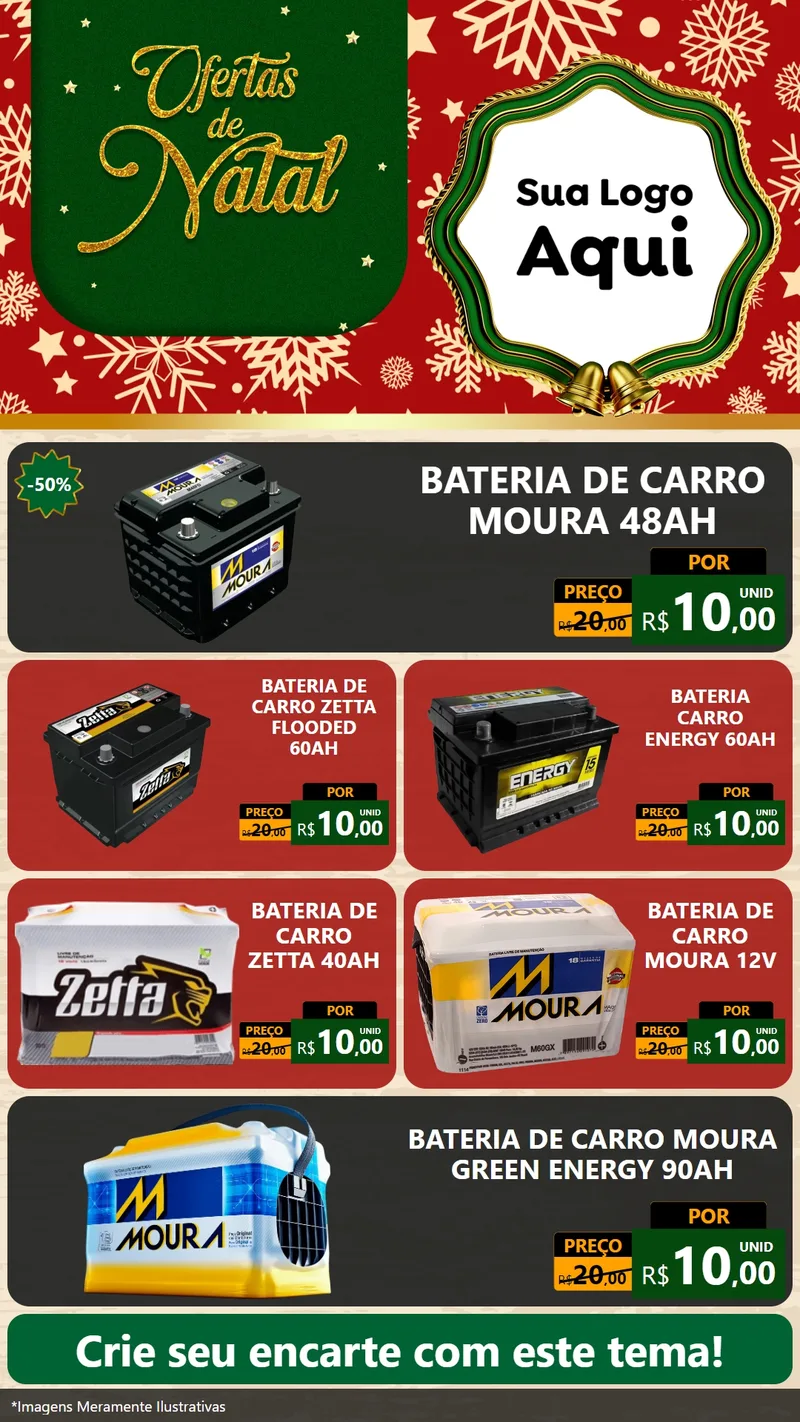 Modelo de TV para TV Vertical com o tema Natal de Ofertas para Baterias Elétricas