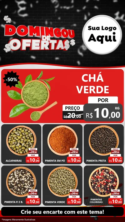 Modelo de Rede Social para Stories com o tema Domingou de Ofertas para Produtos Naturais