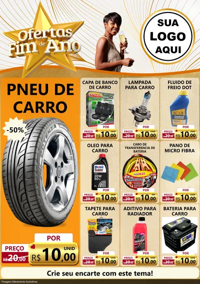 Modelo de Encarte para Encarte A4 Vertical com o tema Ofertas Fim de Ano para Auto peças