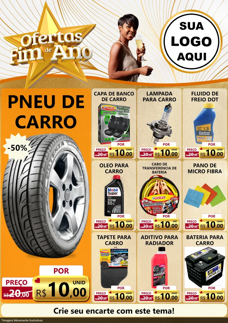 Modelo de Encarte para Encarte A4 Vertical com o tema Ofertas Fim de Ano para Auto peças