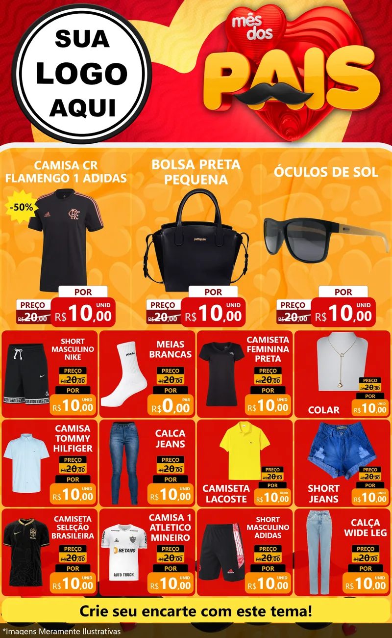 Modelo de Encarte para Encarte Grande com o tema Mês Dos Pais para Roupas e acessórios
