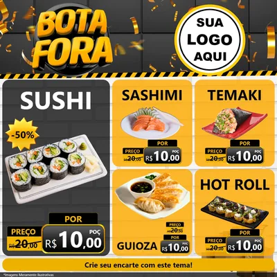 Modelo de Rede Social para Feed Facebook com o tema Bota Fora para Comida japonesa