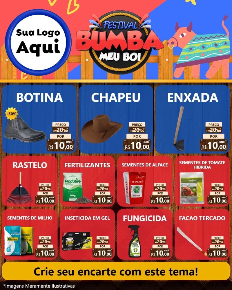 Modelo de Rede Social para Feed Instagram com o tema Festival Bumba Meu Boi para Agropecuária