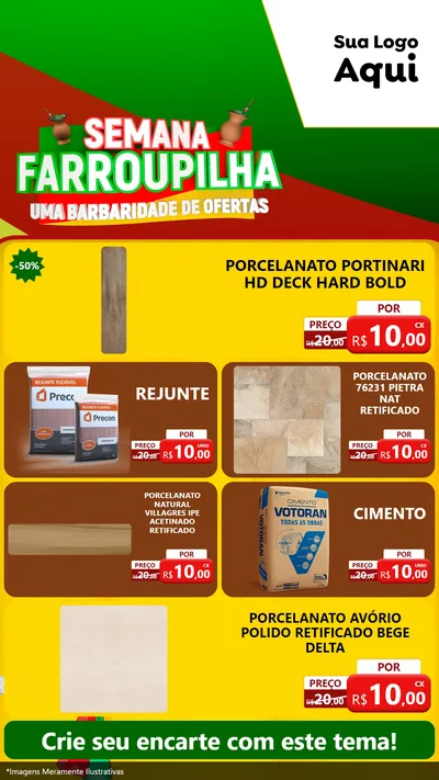 Modelo de TV para TV Vertical com o tema Semana Farroupilha - Uma Barbaridade de Ofertas para Pisos e revestimentos