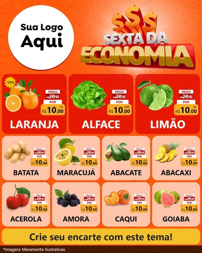 Modelo de Rede Social para Feed Instagram com o tema Sexta da Economia para Hortifrúti