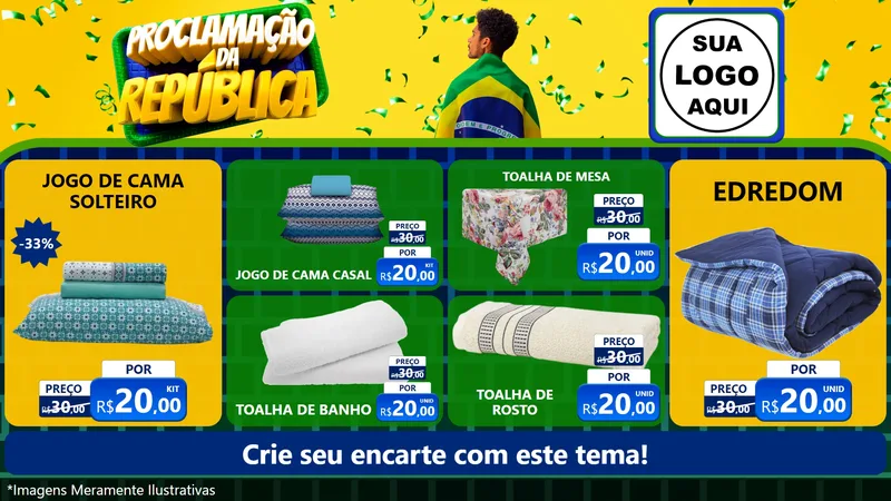 Modelo de TV para TV Horizontal com o tema Proclamação da República para Cama, Mesa e Banho