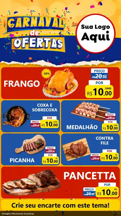 Modelo de TV para TV Vertical com o tema Carnaval de Ofertas para Assados