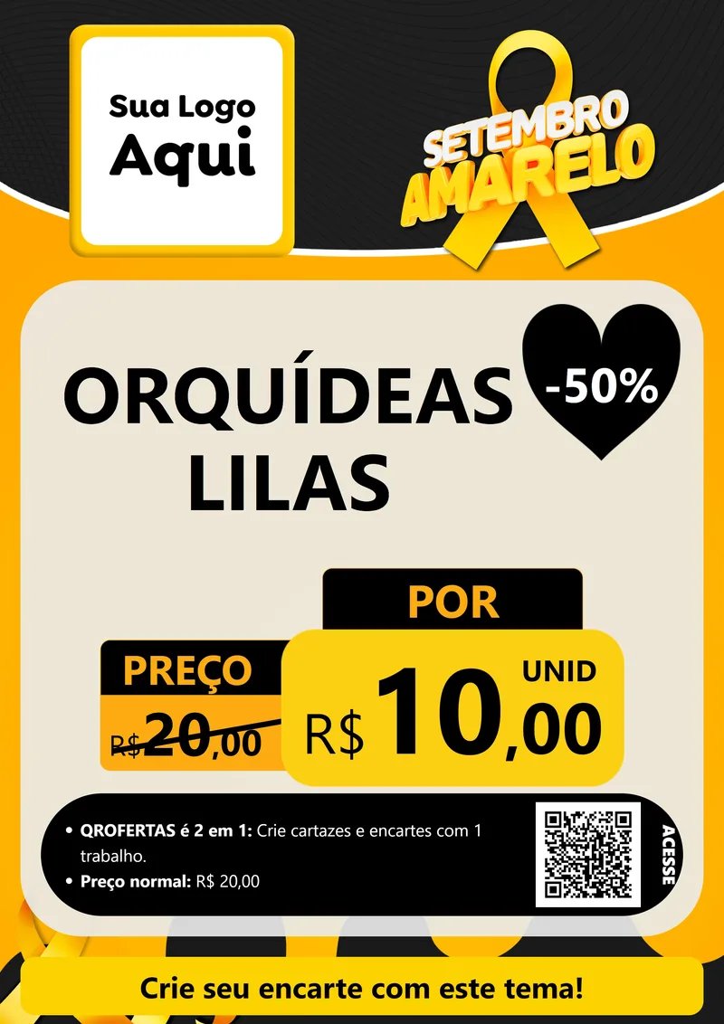 Modelo de Cartaz para Cartaz A4 Vertical com o tema Setembro Amarelo para Floricultura e jardim