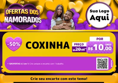 Modelo de Cartaz para Cartaz A4 Horizontal com o tema Oferta Dos Namorados para Salgadaria