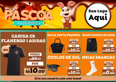 Modelo de Encarte para Encarte A4 Horizontal com o tema Páscoa Fantástica para Roupas e acessórios