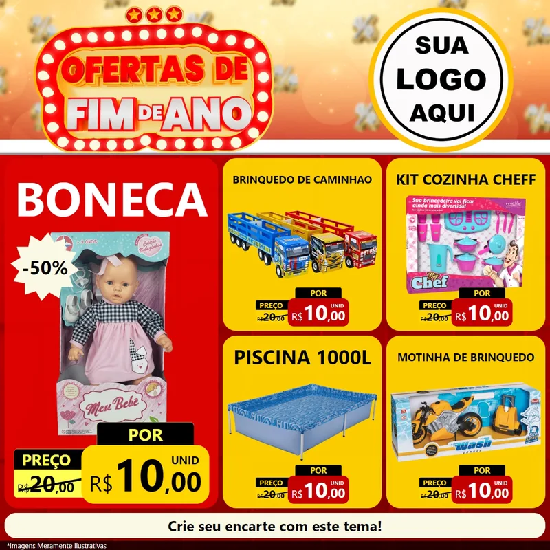 Modelo de Rede Social para Feed Facebook com o tema Ofertas de Fim de Ano para Brinquedos