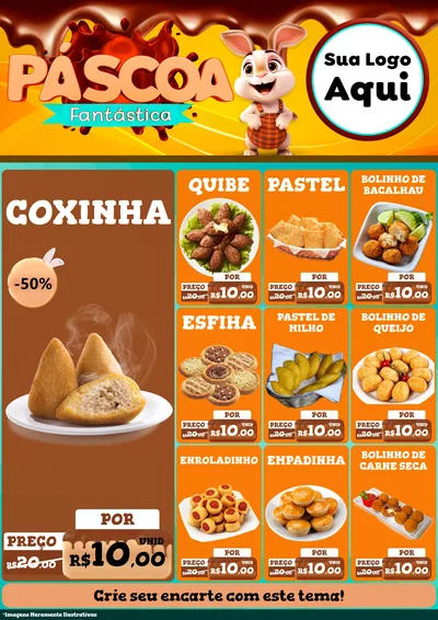 Modelo de Encarte para Encarte A4 Vertical com o tema Páscoa Fantástica para Salgadaria