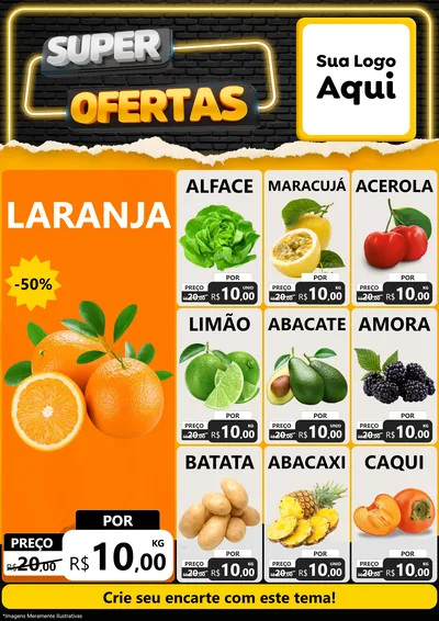 Modelo de Encarte para Encarte A4 Vertical com o tema Super Ofertas para Hortifrúti
