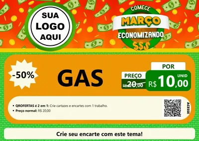 Modelo de Cartaz para Cartaz A4 Horizontal com o tema Comece Março Economizando para Água e gás