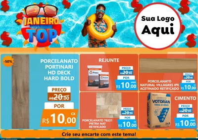 Modelo de Encarte para Encarte A4 Horizontal com o tema Janeiro Top para Pisos e revestimentos