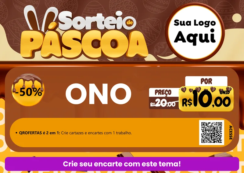 Modelo de Cartaz para Cartaz A4 Horizontal com o tema Sorteio de Páscoa para Óticas