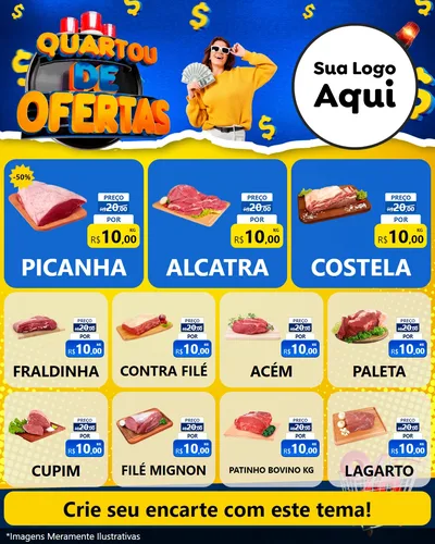 Modelo de Rede Social para Feed Instagram com o tema Quartou de Ofertas para Açougue