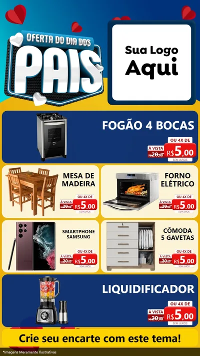 Modelo de TV para TV Vertical com o tema Oferta Do Dia Dos Pais para Móveis e Eletro
