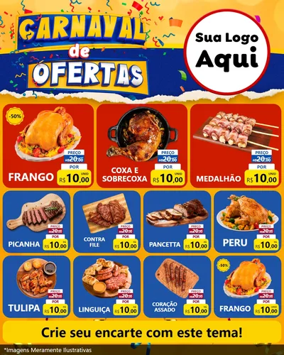 Modelo de Rede Social para Feed Instagram com o tema Carnaval de Ofertas para Assados