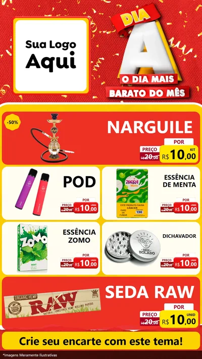 Modelo de TV para TV Vertical com o tema Dia A o Dia Mais Barato do Mês para Tabacaria