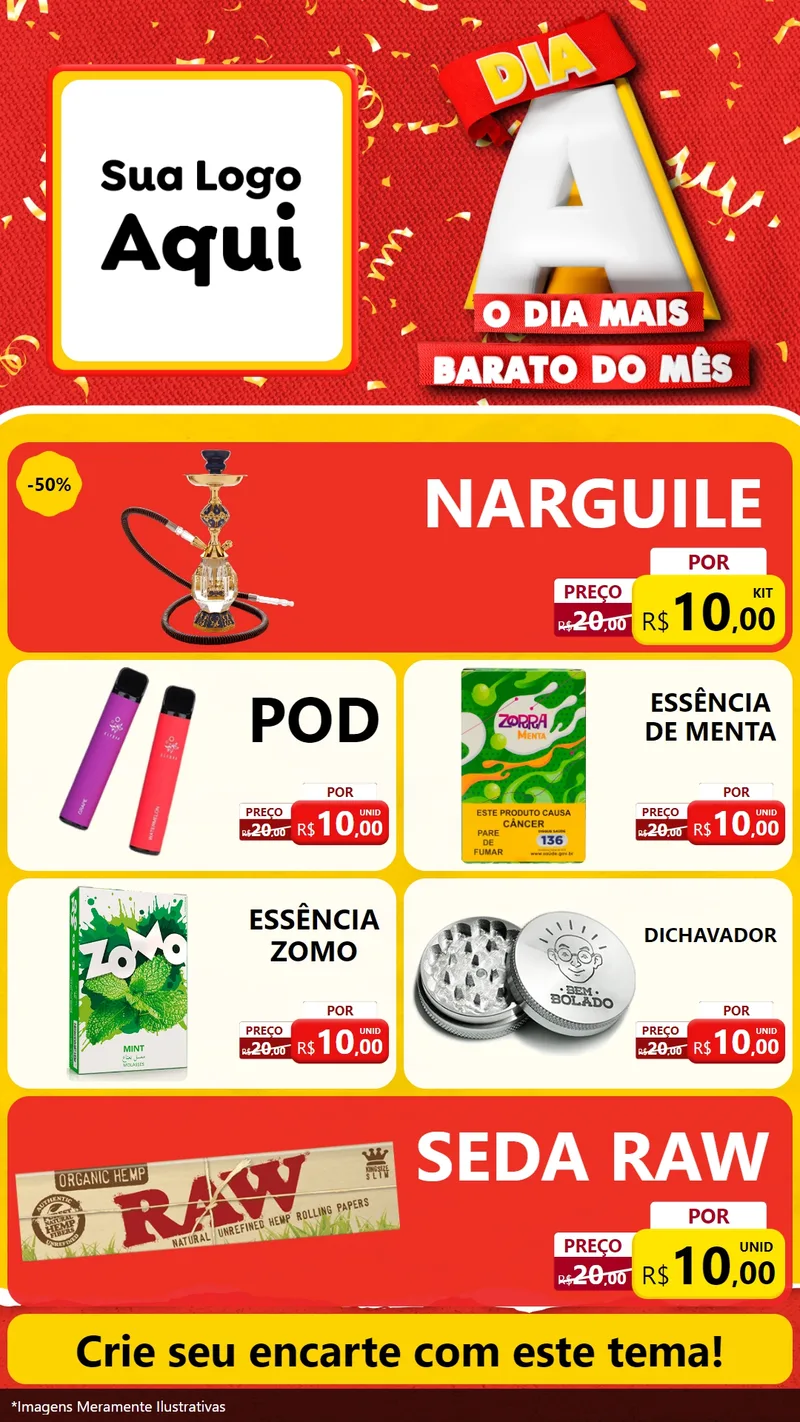 Modelo de TV para TV Vertical com o tema Dia A o Dia Mais Barato do Mês para Tabacaria