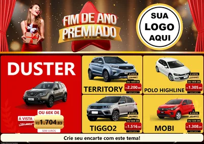 Modelo de Encarte para Encarte A4 Horizontal com o tema Fim de Ano Premiado para Concessionaria de Carros