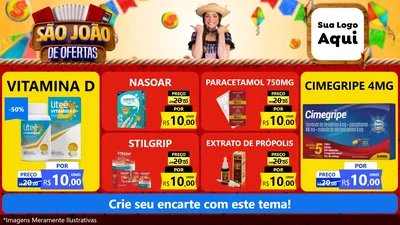 Modelo de TV para TV Horizontal com o tema São João de Ofertas para Farmácia