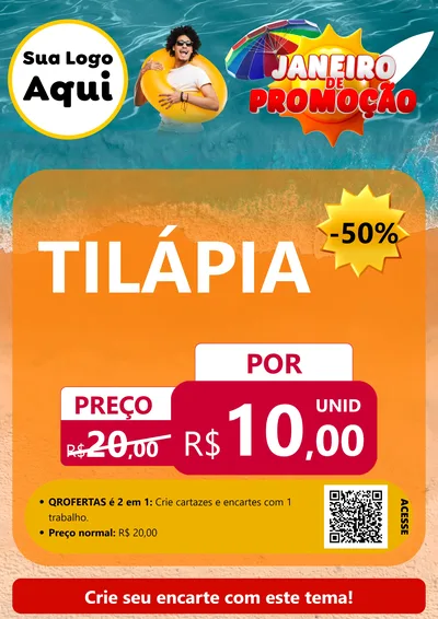 Modelo de Cartaz para Cartaz A4 Vertical com o tema Janeiro de Promoção para Peixaria
