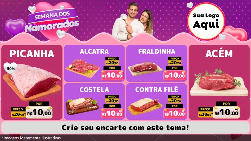 Modelo de TV para TV Horizontal com o tema Semana dos Namorados para Açougue