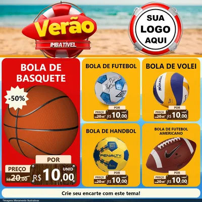 Modelo de Rede Social para Feed Facebook com o tema Verão Imbatível para Artigos Esportivos