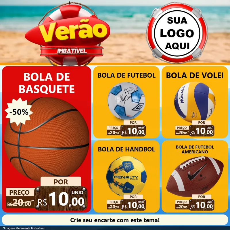 Modelo de Rede Social para Feed Facebook com o tema Verão Imbatível para Artigos Esportivos