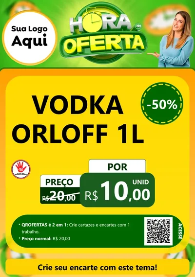 Modelo de Cartaz para Cartaz A4 Vertical com o tema Hora da Oferta para Distribuidora de bebidas