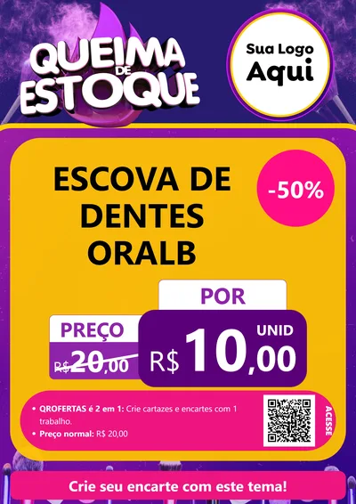 Modelo de Cartaz para Cartaz A4 Vertical com o tema Queima de Estoque para Higiene Pessoal