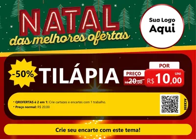 Modelo de Cartaz para Cartaz A4 Horizontal com o tema Natal das Melhores Ofertas para Peixaria