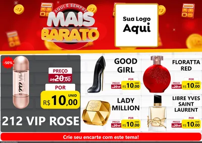 Modelo de Encarte para Encarte A4 Horizontal com o tema Mais Barato para Perfumes