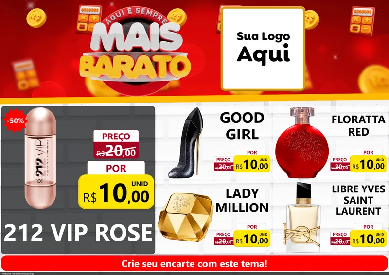 Modelo de Encarte para Encarte A4 Horizontal com o tema Mais Barato para Perfumes