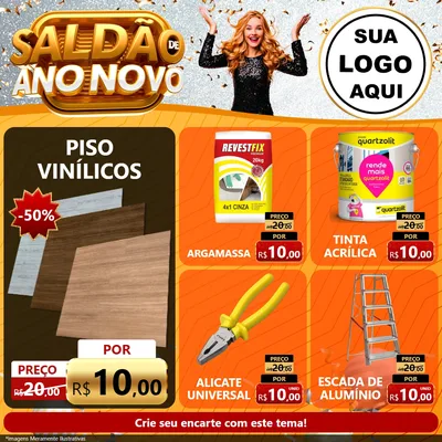 Modelo de Rede Social para Feed Facebook com o tema Saldão de Ano Novo para Material para Construção