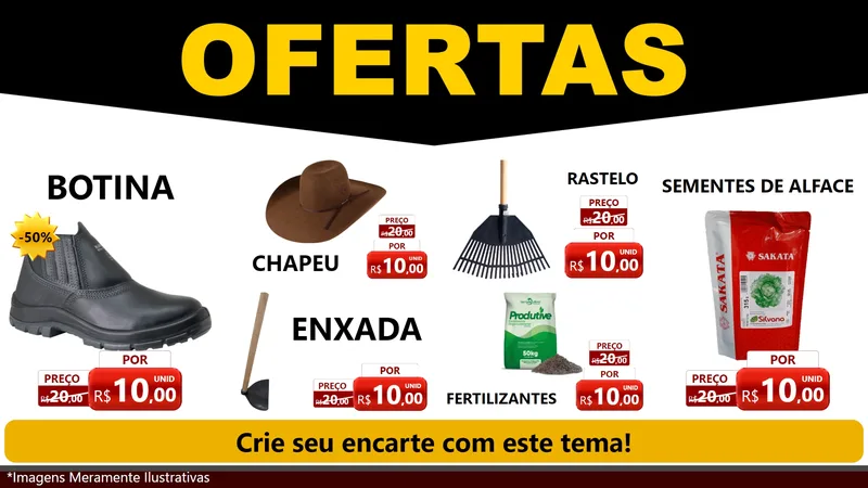 Modelo de TV para TV Horizontal com o tema Ofertas Preto e Vermelho Cartaz para Agropecuária
