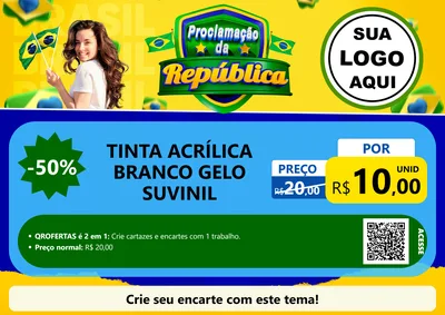 Modelo de Cartaz para Cartaz A4 Horizontal com o tema Proclamação da República para Tintas e Ferramentas