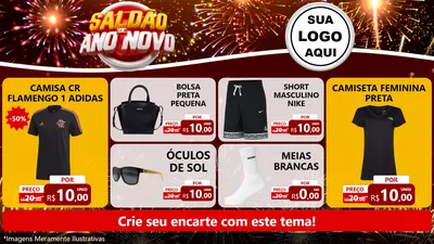 Modelo de TV para TV Horizontal com o tema Saldão de Ano Novo para Roupas e acessórios