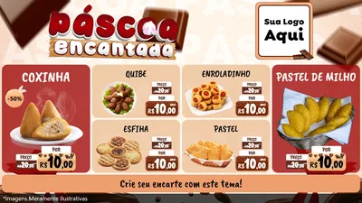Modelo de TV para TV Horizontal com o tema Páscoa Encantada para Salgadaria