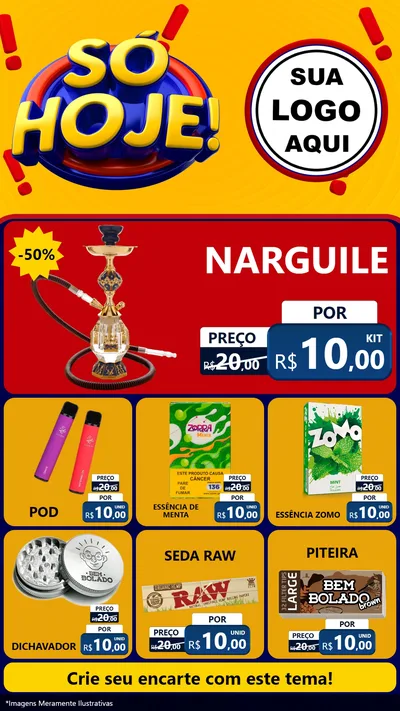 Modelo de Rede Social para Stories com o tema Só Hoje! para Tabacaria