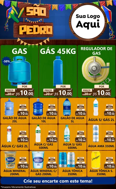 Modelo de Encarte para Encarte Grande com o tema São Pedro para Água e gás