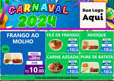 Modelo de Encarte para Encarte A4 Horizontal com o tema Carnaval 2027 para Restaurante