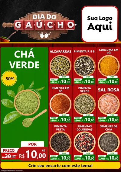 Modelo de Encarte para Encarte A4 Vertical com o tema Dia do Gaúcho para Produtos Naturais