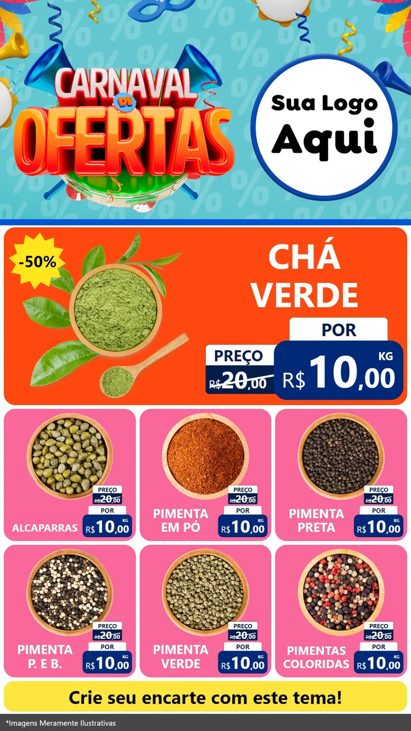 Modelo de Rede Social para Stories com o tema Carnaval de Ofertas para Produtos Naturais