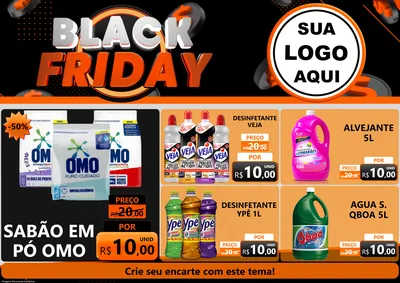 Modelo de Encarte para Encarte A4 Horizontal com o tema Black Friday para Produtos de Limpeza