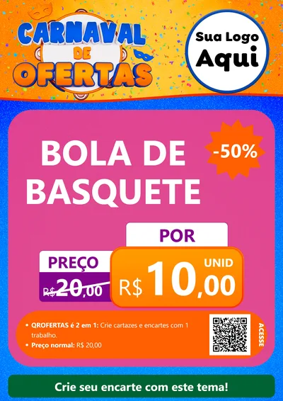 Modelo de Cartaz para Cartaz A4 Vertical com o tema Carnaval de Ofertas para Artigos Esportivos