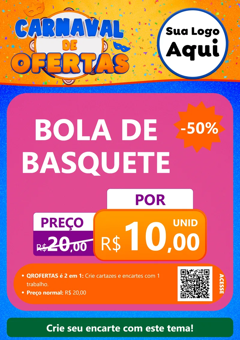 Modelo de Cartaz para Cartaz A4 Vertical com o tema Carnaval de Ofertas para Artigos Esportivos